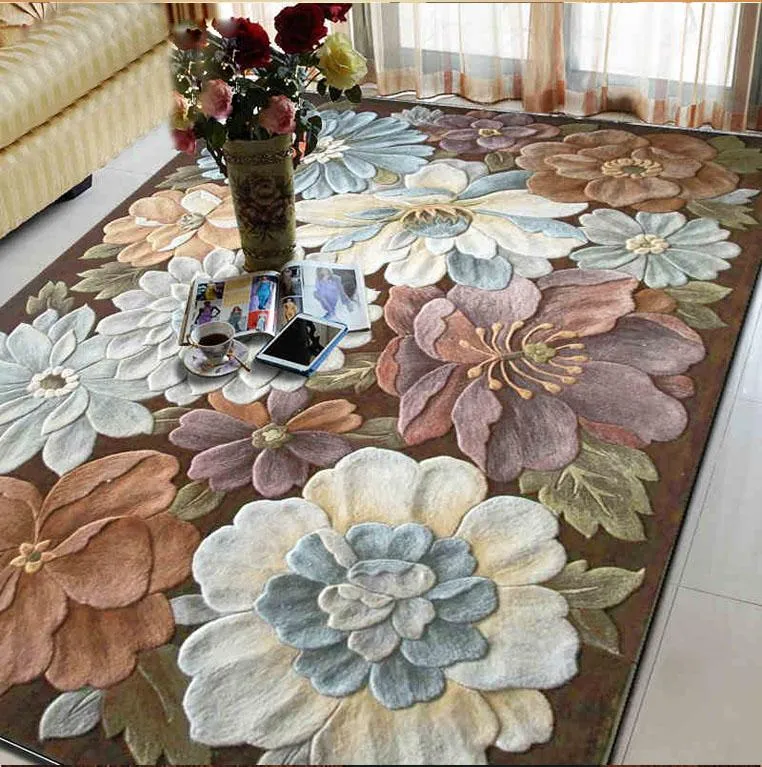 Tapis laine grande taille pour salon salon chambre classique broderie Art tapis décoration tapis de sol tapis Floral