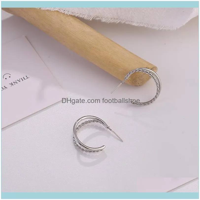 Circle S925 silver needle design sense C-shaped temperament simple super fairy girl Earrings C170