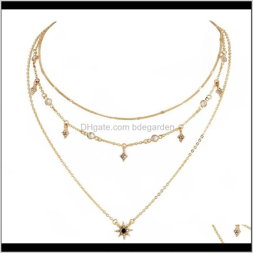 Boho Women Choker Layered Necklace Gold Silver Chain Star Choker Necklace Collana Mujer Gargantilha Femme Gift