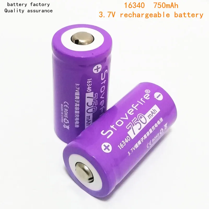 16340 /ICR 123Aバッテリー750MAH 10A 3.7V充電可能なリチウムバッテリーストーブファイア