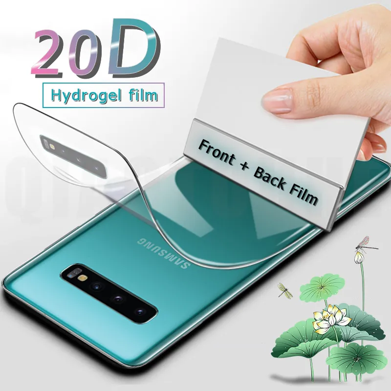 20D Front Powrót Pełna pokrywa Hydrożel Film dla Samsung Galaxy S9 S21 S10 S20 Plus Ochraniacz ekranu Uwaga 8 9 10 S10E Nie Szkło