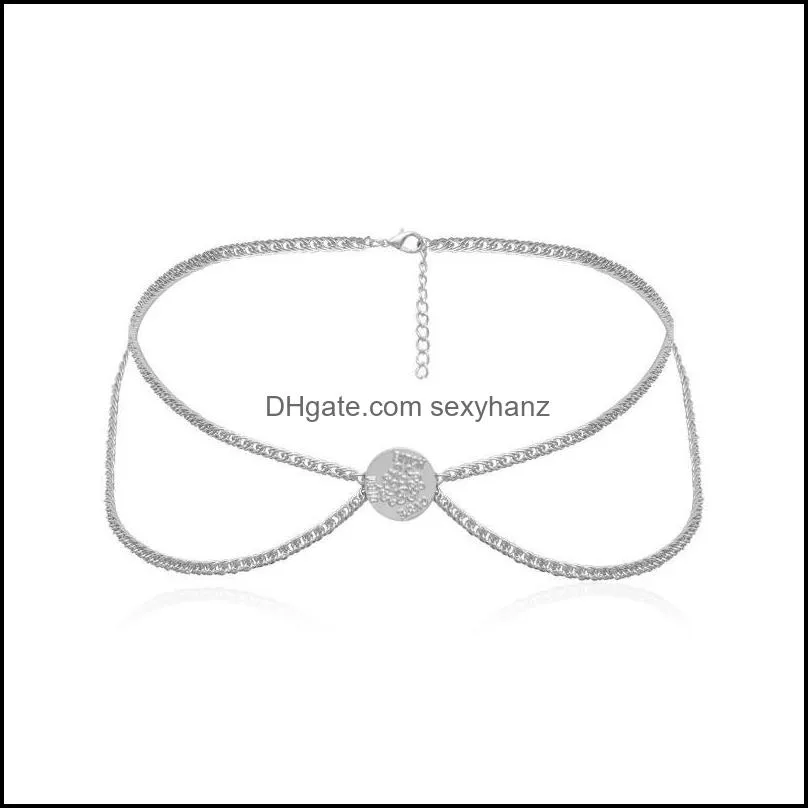 Other European And American Fashion Simple Versatile Wave Tassel Waist Retro Coin Relief Geometric Sexy Chain Female Jewelry