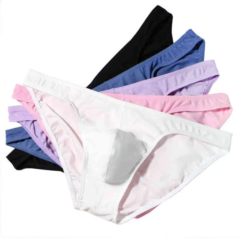 4pcs / lot sous-vêtements pour hommes sexy hommes slips tissu côtelé culotte gay confortable homme caleçon bikini slip cuecas masculinas Y15 H1214