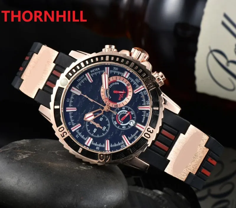 Tam fonksiyonel spor erkekler izle ünlü montre homme moda kuvars kol saati adam lüks kauçuk iş saatler reloj hombre