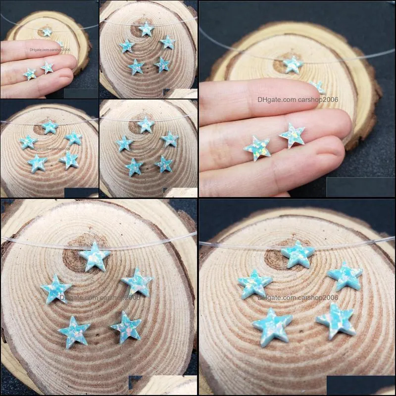 Chains 10pcs Synthetic Opal Star Pendant 10mm Mint Op03 Color Stone For Fancy Necklace