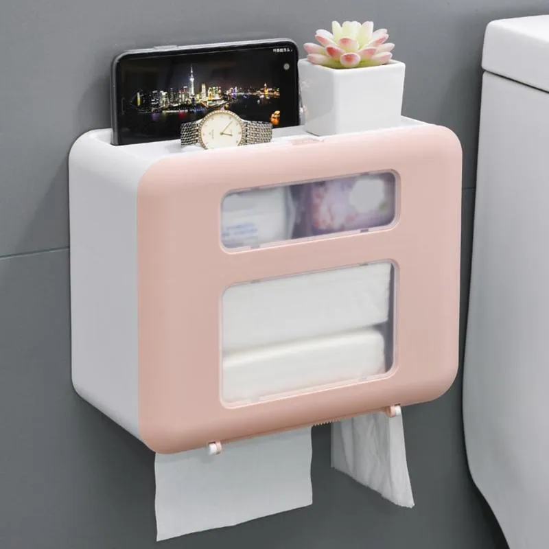 Tissue Boxes & Napkins Wall-mounted Toilet Storage Box Waterproof Punch-free Paper Extraction Tray Shelf For Bathroom Accessories