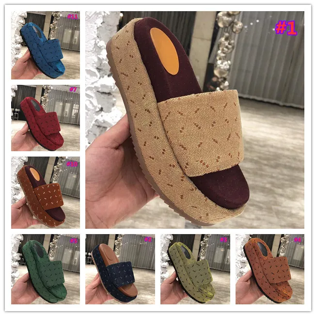 2021 Mode Haute Qualité Femmes Pantoufles classiques Designer de luxe Chaussures de plage décontractées Toile Caoutchouc Sandales antidérapantes Grand 35-44