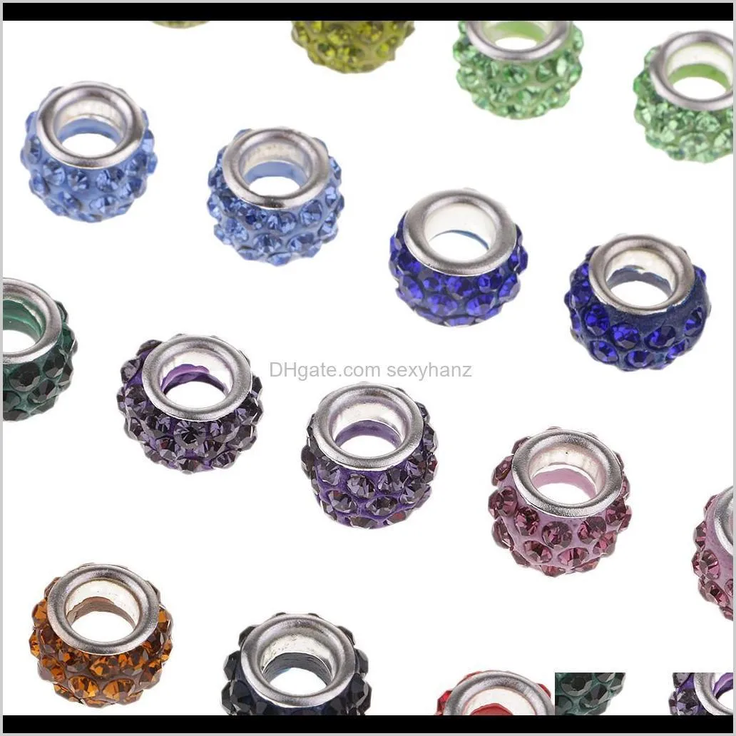 20pcs 10mm clay pave disco crystal beads large hole for diy jewelry making