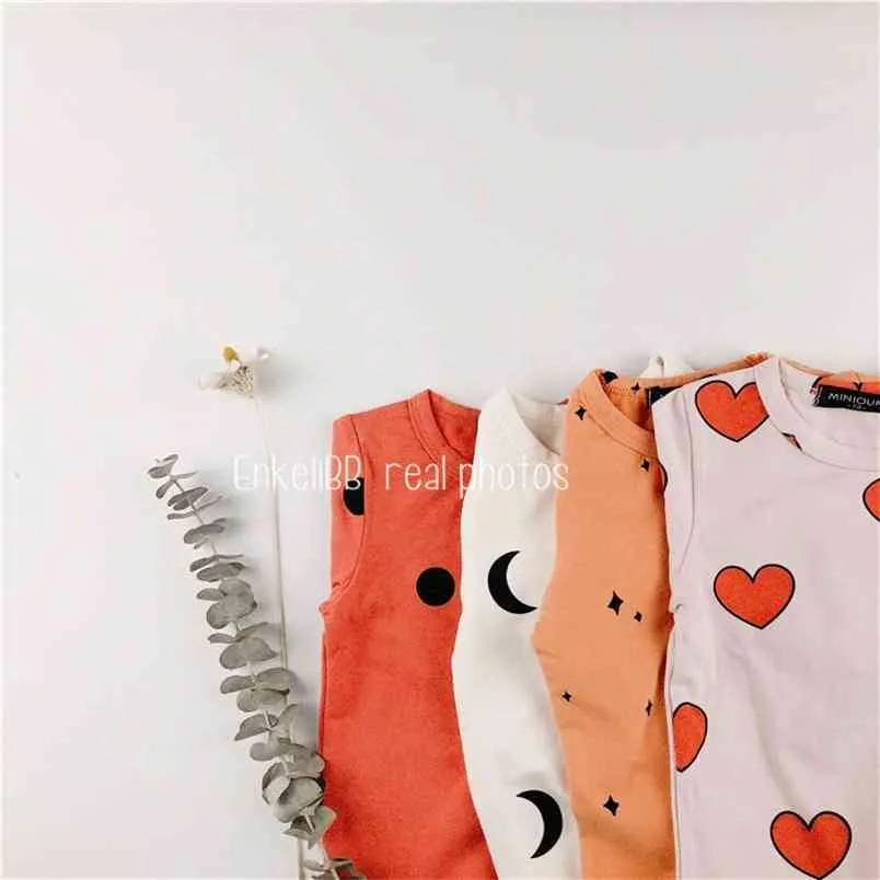 Baby Cotton Pajama наборы модные шаблон детские мальчики и девочки стильные с длинным рукавом футболки брюки наряд ребенка 210619