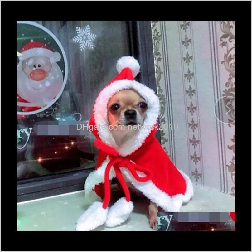 christmas supplies pet dog red hooded cloak cape fashion dog cat puppy shawl costumes with hat coat santa claus clothes gift pet