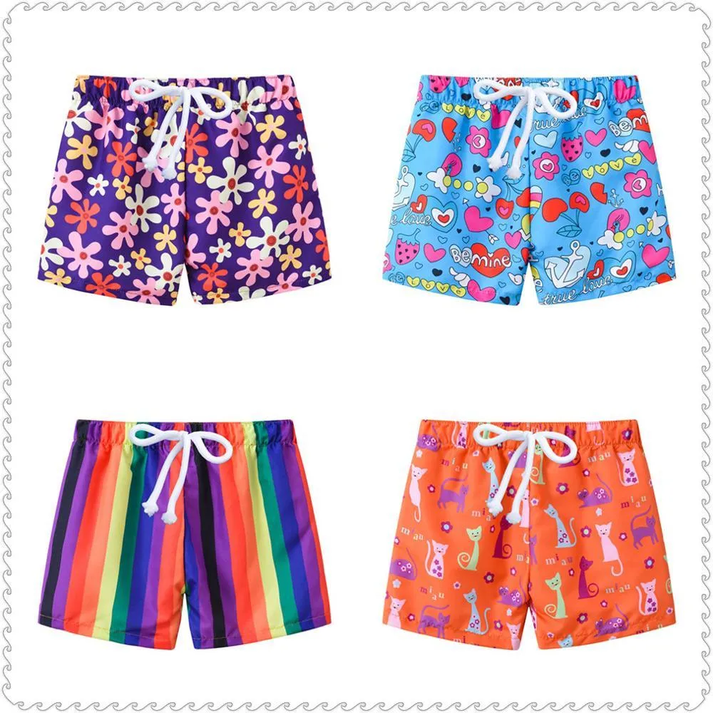 Rainbow Menina Casual Beach Shorts Calças Floral Bebê Meninas Pant Crianças Calecas Boys Coast Knicker Calcinha 2 3 4 5 6 7 Anos 210413