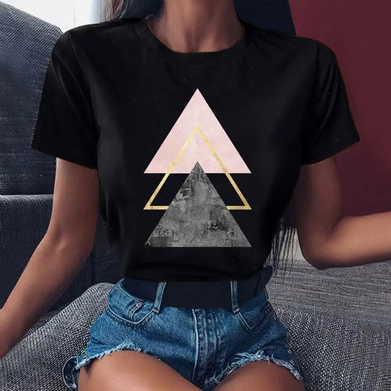Wvioce belle géométrie imprimé T-shirt femmes 90s graphique T-shirt Harajuku hauts mignon à manches courtes vêtements femme 24982