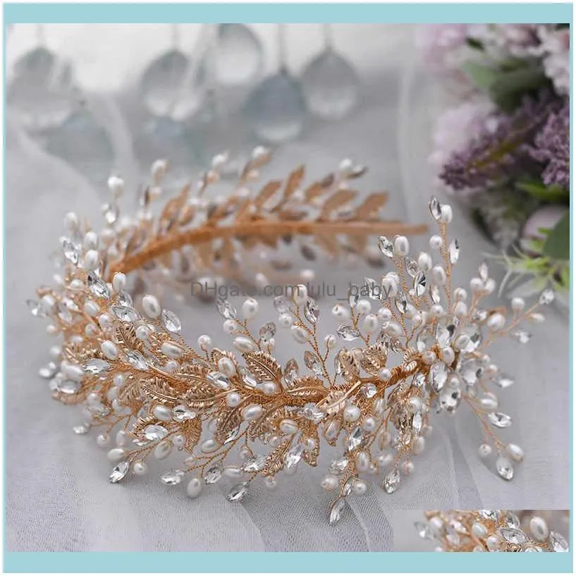 SLBRIDAL Luxury Handmade Flexible Rhinestones Crystals Pearls Wedding Tiara Headband Bridal Crown Women Hair Accessories Jewelry