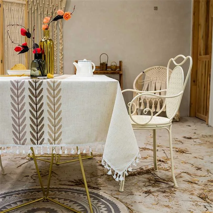 Table Cloth Rectangle and squareOil-Proof Spill-Proof Waterproof cloth Decorative Fabric Cover With tassel 211103