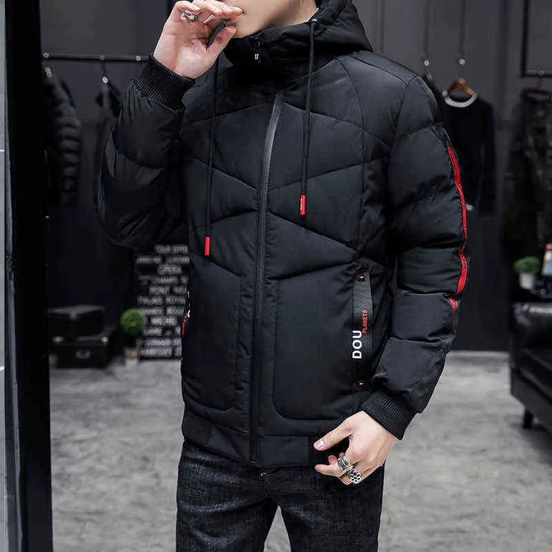 男性2021冬の新しい防風暖かい厚いパーカーファッションフード付きコートメンズ秋のアウトクラシックカジュアルパーカージャケットY1103