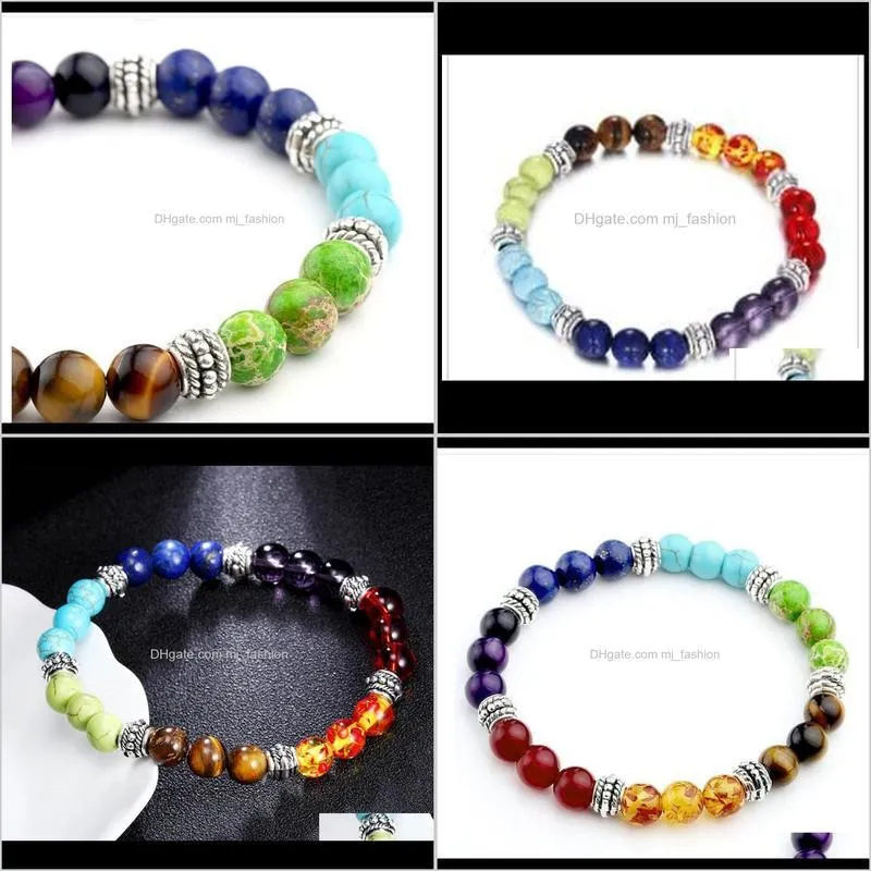 chakra reiki bracelet energy quartz bracelets healing balance beads women fashion jewelry charms bracelets beaded 0696