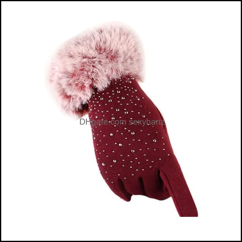 Womens Finger Gloves Thicken Winter Keep Warm Mittens Female Faux Fur Elegant Gloves Hand Warmer High quality #101