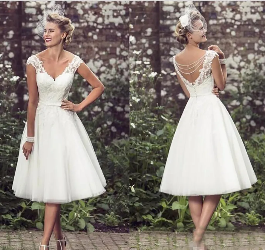 vintage style tea length wedding dress