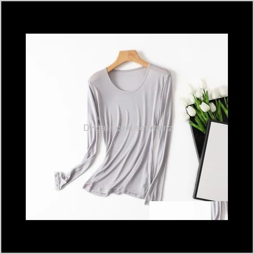 natural silk long sleeve shirt women t shirt women shirts plus size white t-shirt tee femme tops1