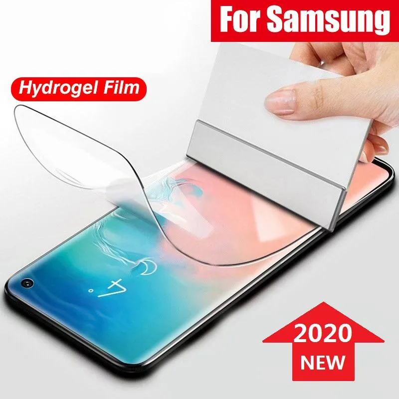 Full täckning Curved 3D Cover Skärmskydd Hydrogel Mjukfilm för Samsung S8 S9 Plus S10 S10E S20 S21 Not 8 9 10 20 Ej härdat glas