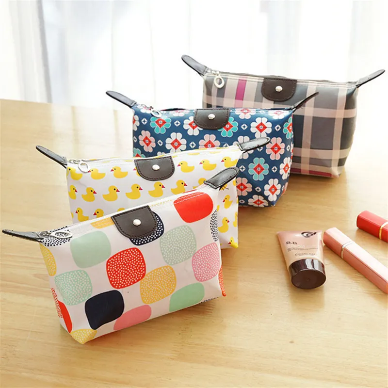 Plaid Floral Cosmetic Bags For Women MakeUp Pouch Make Up Bag Clutch Hanging Toiletries Travel Kit Jewelry Organizer Holder Casual 100