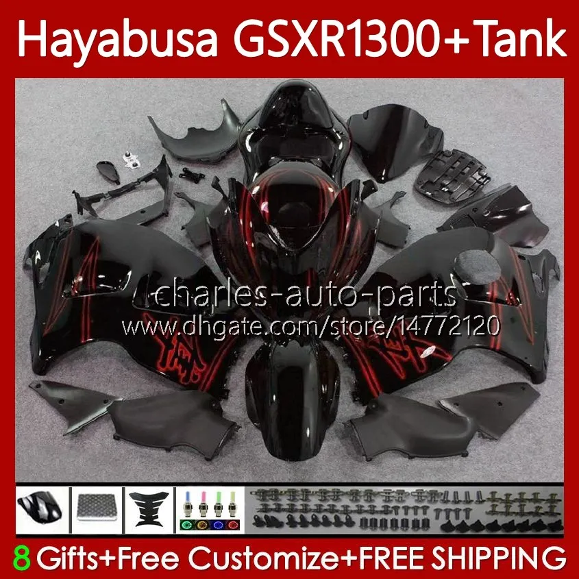 OEM Body + Tank för SUZUKI HAYABUSA GSXR 1300CC GSXR-1300 1300 CC 1996 2007 74NO.74 GSX-R1300 GSXR1300 96 97 98 99 00 01 GSX R1300 02 03 04 05 06 07 Fairing Kit Black Red Blk