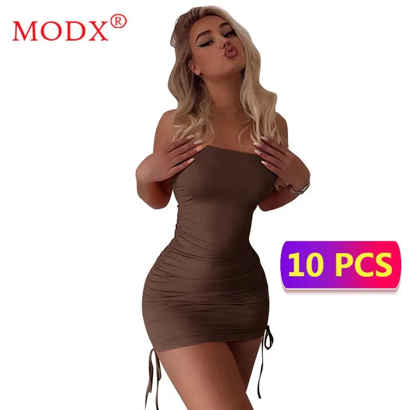 Casual Dresses Wholesale Item Dress For Women Sexy Fashion Clothing Above Knee Minidress Strapless Sheath Y2k Bodycon M6610
