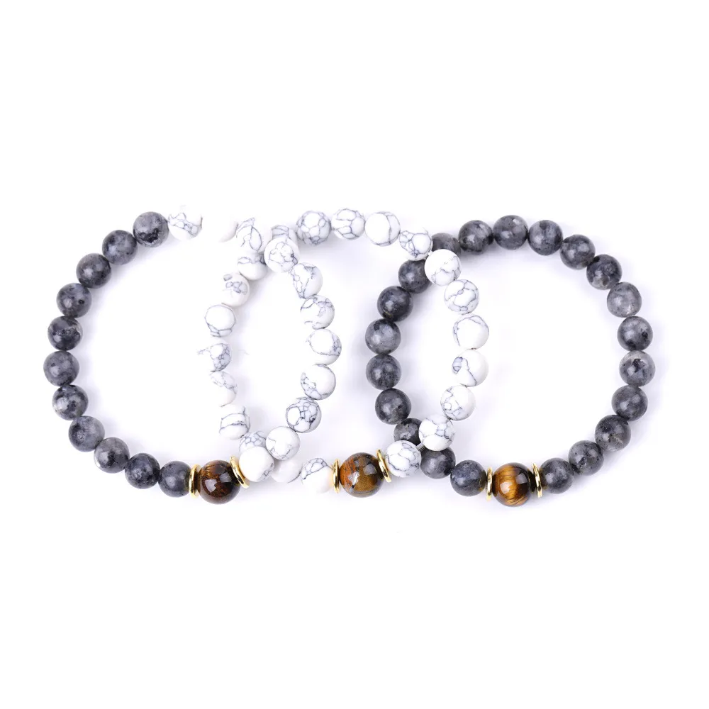 Kochanek 8mm Labradoryte Turkusowe Koraliki Bransoletka Kobiety Mężczyźni 10mm Tiger Eye Bransoletka Zroszony Ręczne Struny Para