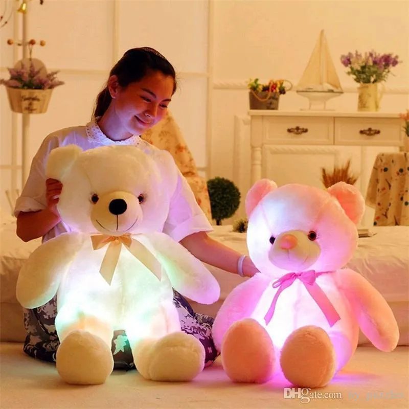 50 cm Glowing Stuffeed Animal LED -blinkande plysch söt ljus upp Coloful nallebjörn dockor Toy Kid Baby Toy Birthday Holiday Gift8908395