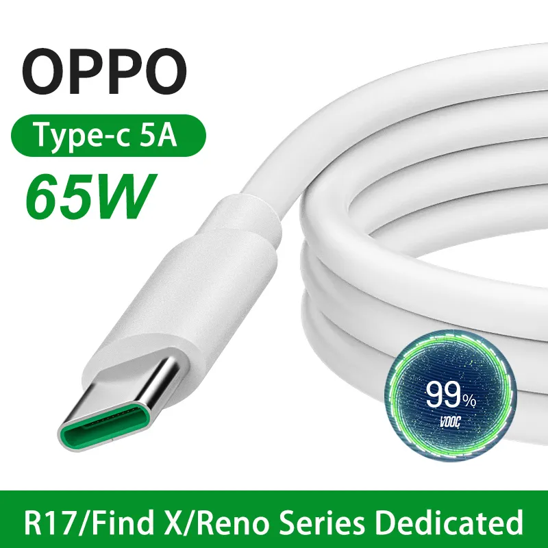 Câbles USB C 5A 65W Cordon de charge rapide pour OPPO R17 Find X Reno FindX K5 K3 K7 Type-C Câble Accessoires de téléphone portable Câbles de chargeur de données