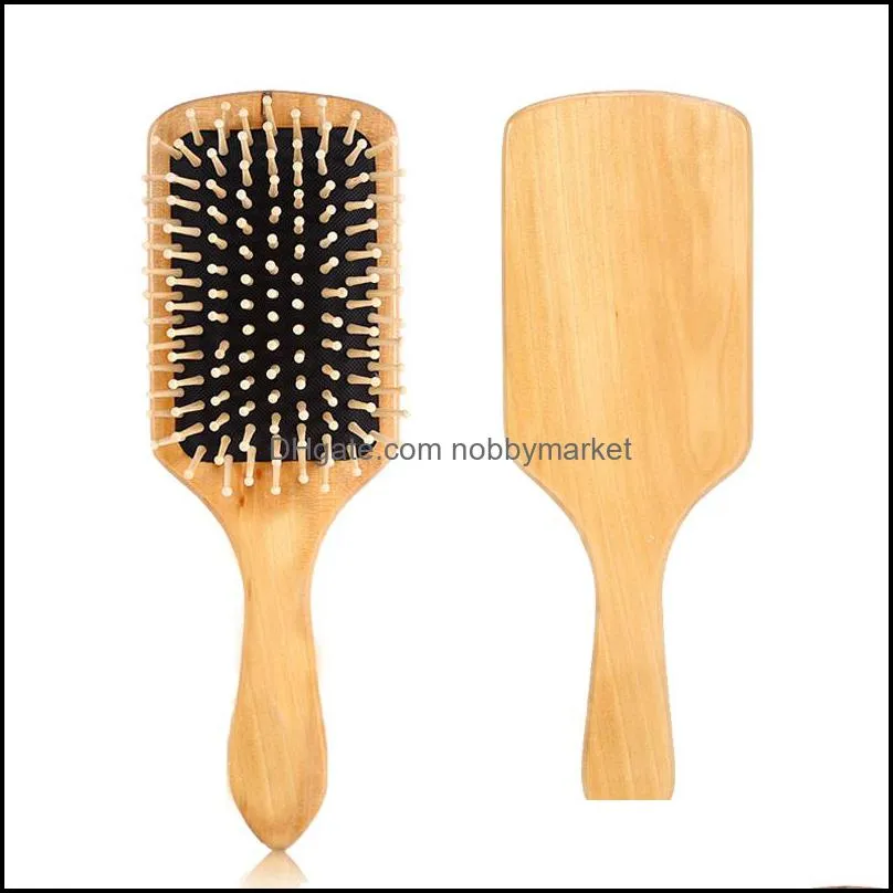 Massage Comb Paddle Brush Antistatic static Natural Wooden Hairbrush Scalp Health Care