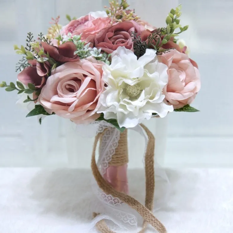 Bouquet de mariée soie mariage fleur demoiselle d'honneur Rose pivoines Boho accessoires de mariage Floral artificiel