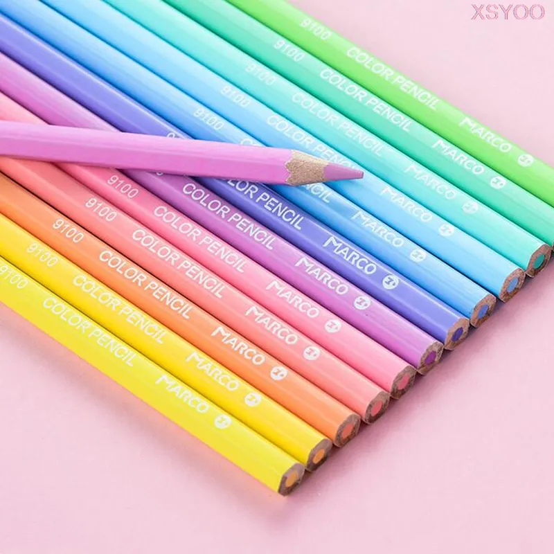 Marco 12/24 Colors Pencils Fashion Pastel Color SQUARE Shape