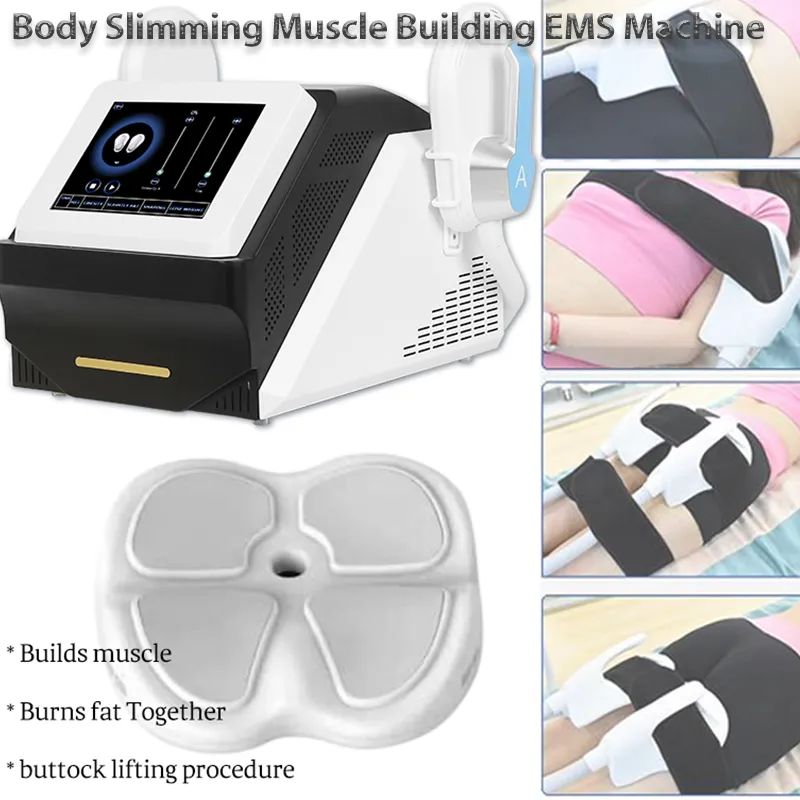 2 eller 4 Handtag Emslim Body Slimming Machine Muscle Building Buttocks Lyft Fat Burn Massage Utrustning