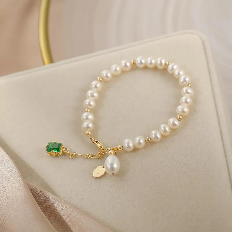 Bracelet de perles de millet d'eau douce Perle Placant 14K Gold Niche Design Girlfriends Tissé à la main Perles, Strands