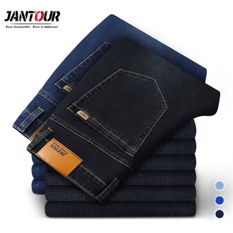 Cotton Men's Jeans Denim Pants Brand Classic Clothes Overalls Straight Trousers for Men Black Oversize Large Size 35 40 42 44 211008