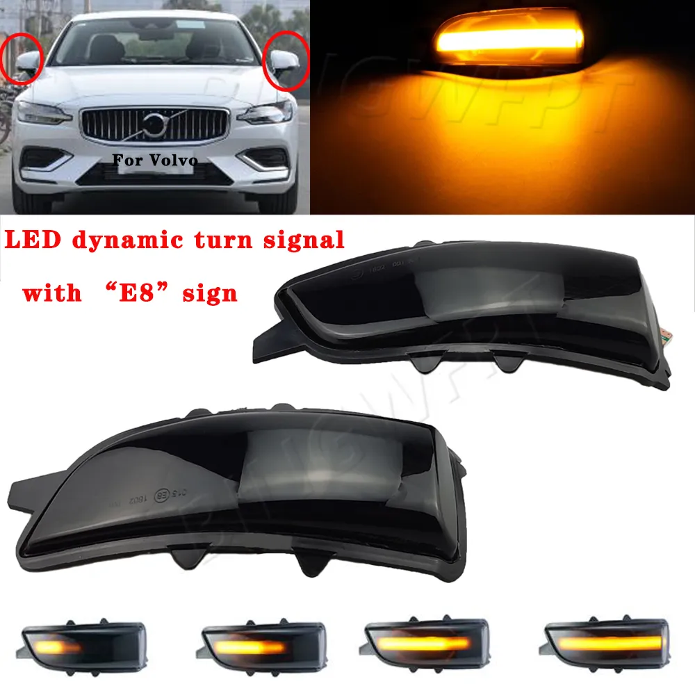 Bildynamisk sidospegel Sekvensventileringslampa Blinkerindikator LED Sväng Signalljus för Volvo C30 C70 S40 V40 V50 V70 S60 2007-2013