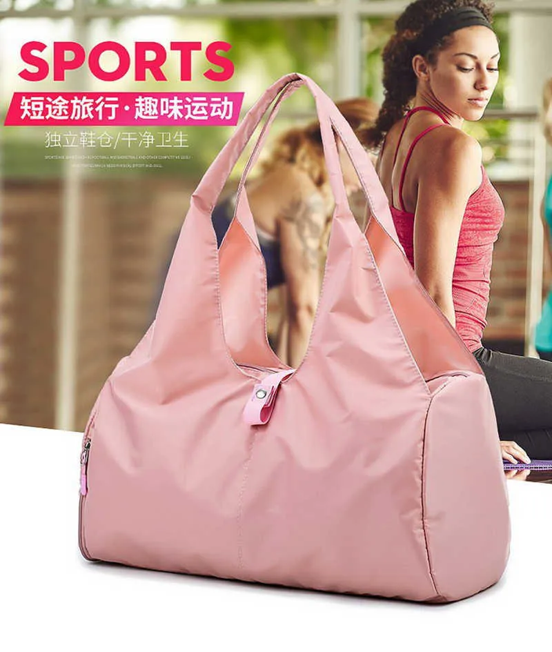 Nylon Women Men Travel Sports Gym Shoulder Bag Large Waterproof Nylon Handbags Black Pink Color Outdoor Sport Bags 2019 New (12)