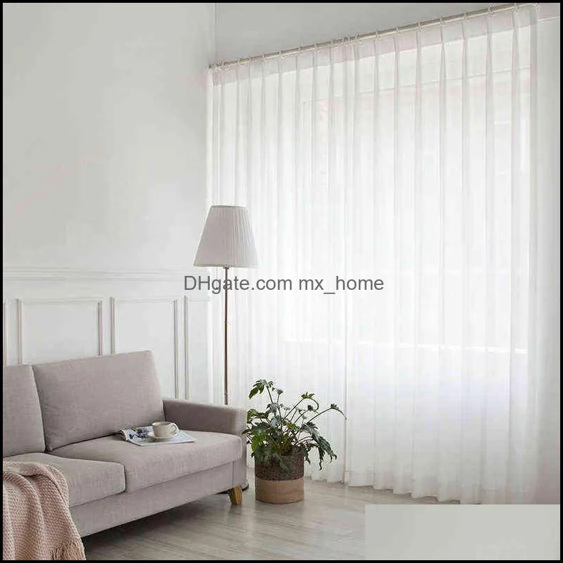 Curtain White Tule s For Living Room Decoration Modern Chiffon Solid Sheer Voile Kitchen J0727