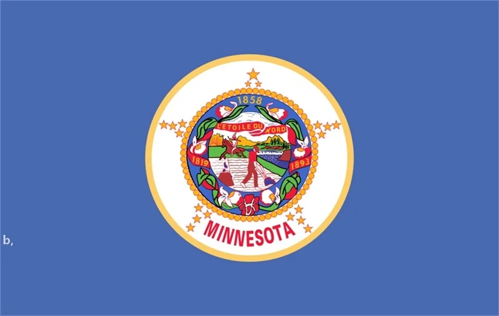 3x5 pies 90 * 150 cm Bandera del estado de Minnesota de los Estados Unidos Banderas de poliéster 100% de la fábrica directa del estado de MN RRD13294