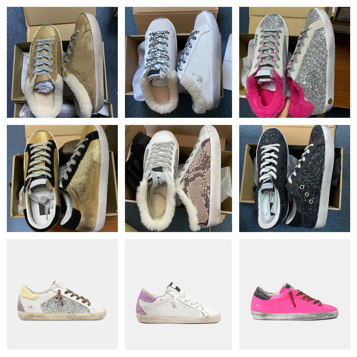 Mode Mannen Vrouwen oude stijl sneakers Schoenen Superster Leer Bovenleer Suède Gletter Luipaard pluche pantoffels Casual Lace-Up Superstar Klassieke Doe-oude Vuile