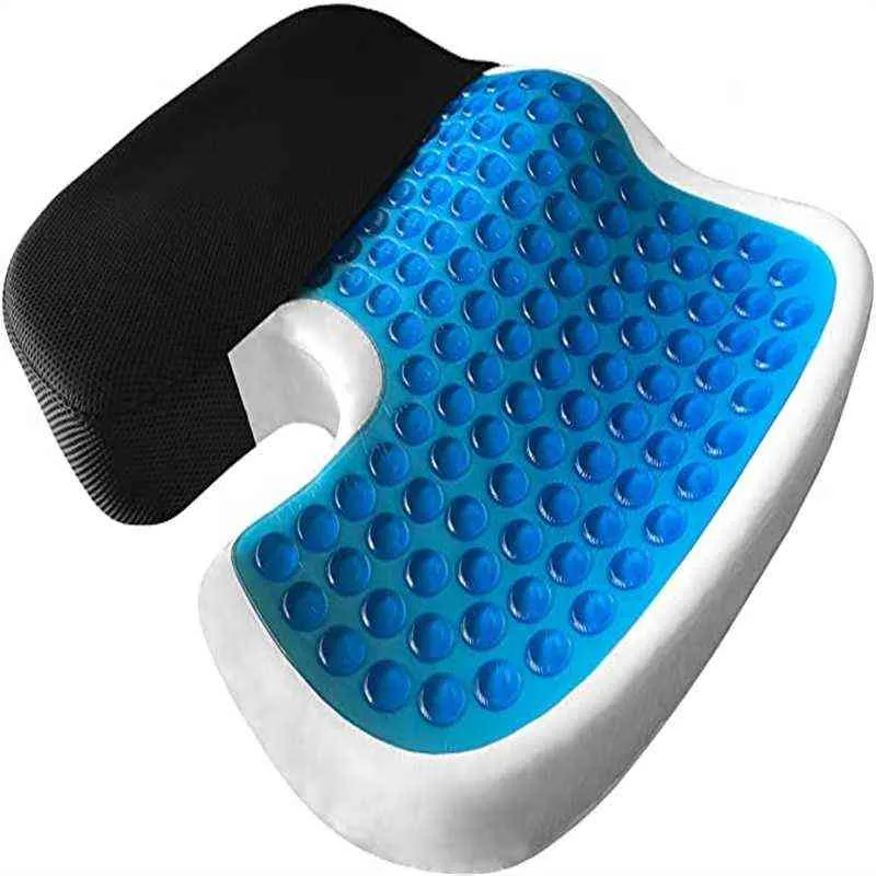 Gel ortopédico memória almofada espuma u cóccix assento de viagem massagem cadeira de escritório proteger saudável sentado respirável travesseiro 211110