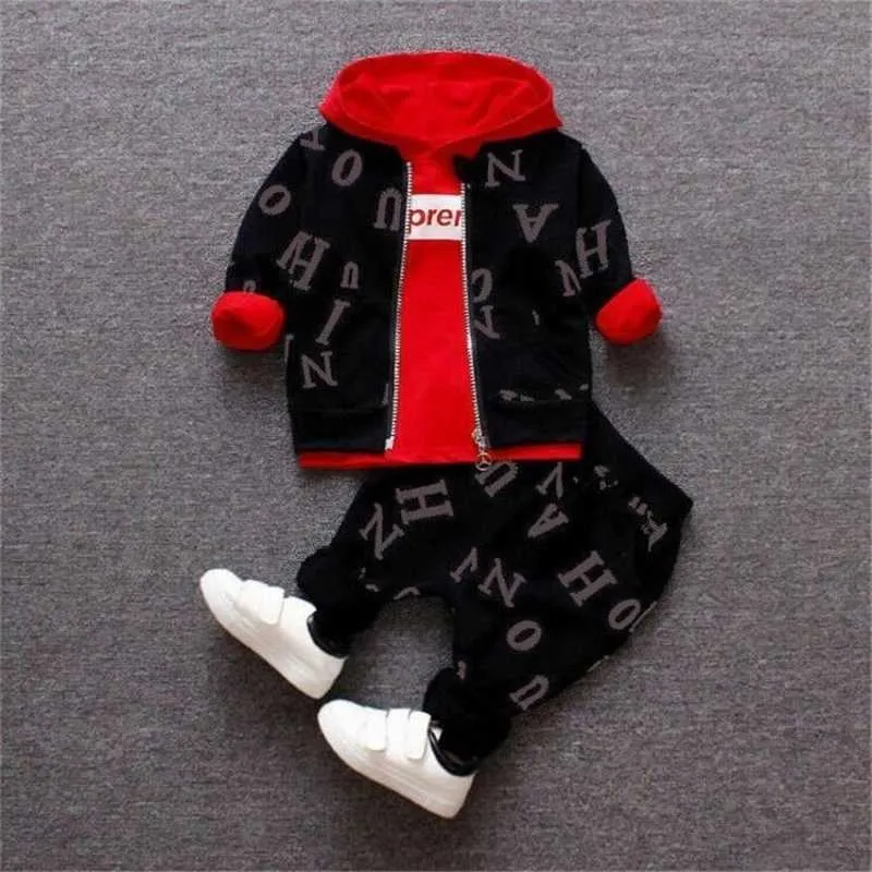 newborn Baby autumn clothes spring fashion cotton coats tops pants 3pcs tracksuits for bebe boys toddler casual sets 210309