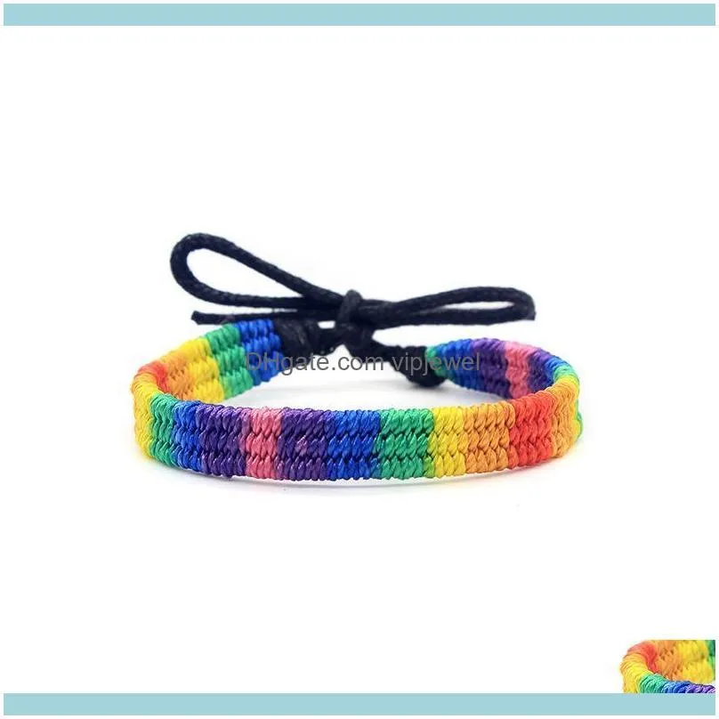 Fashion Rainbow Gay Lesbian LGBT Pride Bracelet Bangle Friendship Bracelets Handmade Braided Wristband Love Jewelry Valentines Gifts