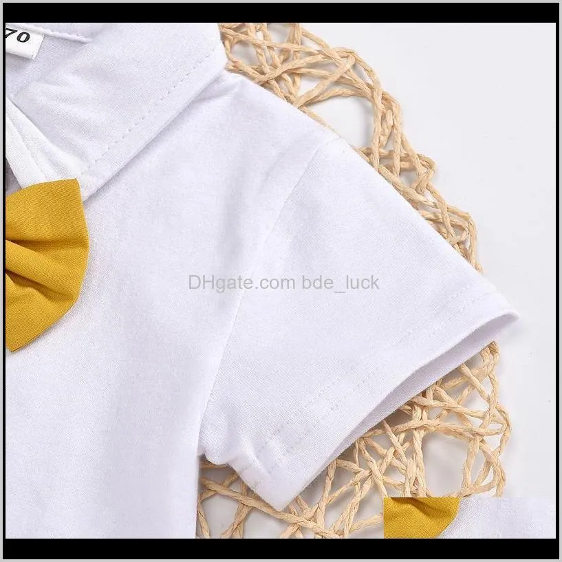 Fashion Boys Clothing Summer Boy Set Gentlemen Kids Suit White Shirt+ Shorts 2PCS