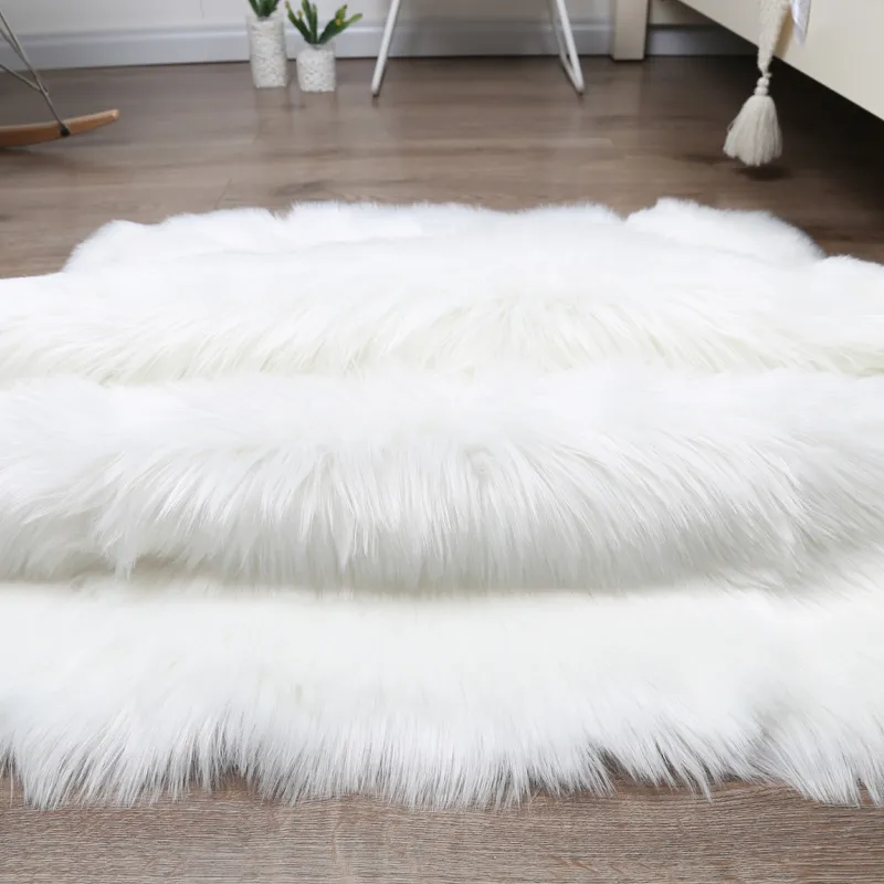 carpet for living room modern Plush soft fluffy faux wool bedroom bedside rug/carpet Acrylic washable Black white purple rug