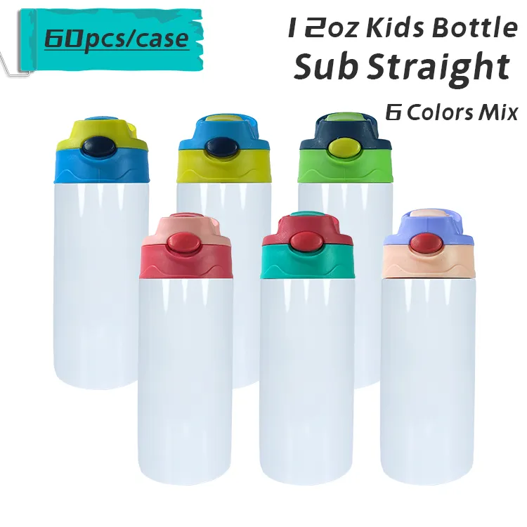 Lokaal magazijnsublimatie 12oz kinderen waterfles rechte sippy beker flip beker deksel tuimelaar UV gloed in de donkere tuimelaars USA stock193o