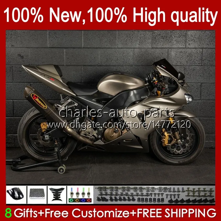 OEM-Karosserie für KAWASAKI NINJA ZX636 ZX 6R 6 R 600CC ZX-6R 05-06 Karosserie 7No.193 ZX600 ZX 636 ZX-600 ZX6R 05 06 ZX-636 600 CC ZX600C 2005 2006 Moto-Verkleidungsset glänzend grau