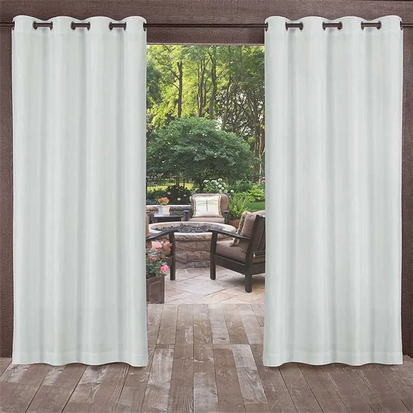 Indoor Outdoor Curtain for Patio Thermal Insulated,Sun Blocking Blackout Waterproof Curtain for Bedroom Porch Pergola 211203