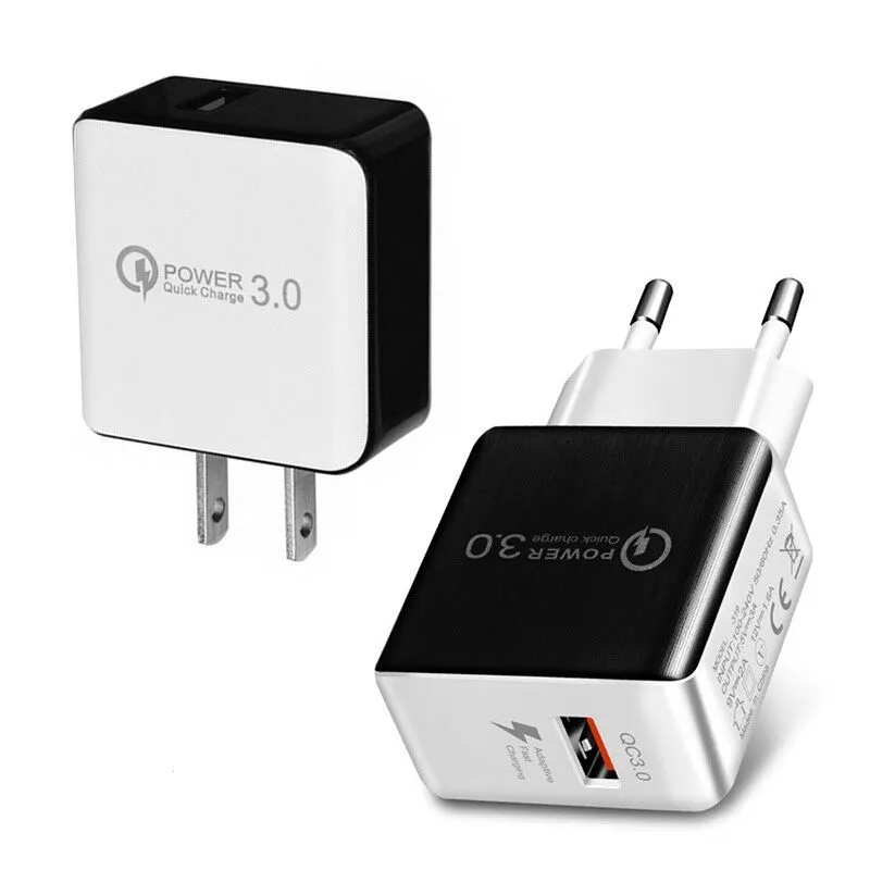 Cargador USB de carga rápida 3,0 QC3.0, adaptador de enchufe de carga rápida para UE y EE. UU., teléfono móvil de pared para Samsung S8 9 note4 10 Xiaomi Huawei